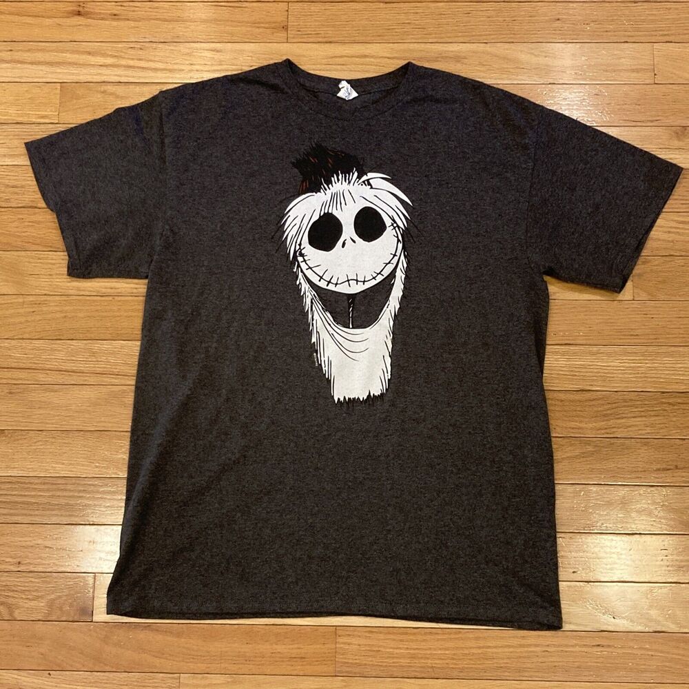 Nightmare Before Christmas Shirt Adult Large Gray Short Sleeve Santa Jack Mens